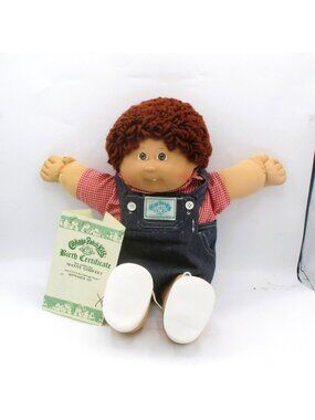 Vtg 1985 CPK Boy Doll Auburn Hair Tooth Outfit Birth Certificate